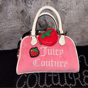 Juicy Couture Sweet N Juicy Apple Satchel, Pink Strawberry Crossbody New